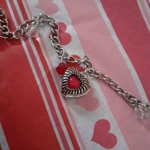 ❤Silver/ ruby heart locket bracelet